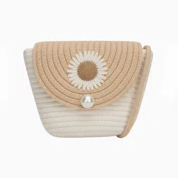 shifa creation Beige Women Sling Bag Trendy Flower Design Small Sling Bag | Beige Jute Sling Bag for Girls-picture-32