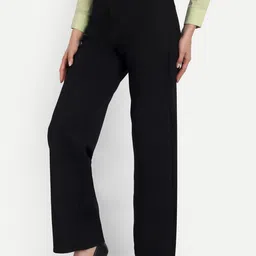 broadstar Women Loose Fit Black Lycra Blend Trousers image 2