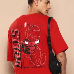 NBA Men Chicago Bulls Printed Drop-Shoulder Sleeves Oversized Pure Cotton T-shirt-picture-18