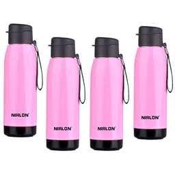 NIRLON Pink 4 Pieces Stainless Steel Water Bottle 750 ml-image-5