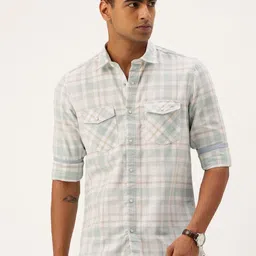 Integriti Pure Cotton Slim Fit Checked Casual Shirt-image-16