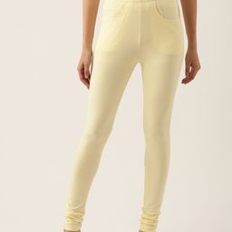 BRINNS Women Cream-Coloured Churidar Length Cotton Leggings-picture-25