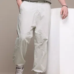 The Roadster Lifestyle Co. Men Relaxed Pure Cotton Loose Fit Parachute Trousers-picture-21