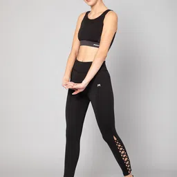 MUSCLE TORQUE Women Black Solid Training & Gym Tights-picture-24