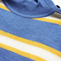 Mast & Harbour Horizontally Striped Turtle-Neck Acrylic Pullover with Button-Detail image 4