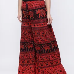 SOUNDARYA Women Red & Black Printed Flared Palazzos image 3