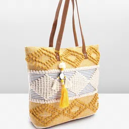 Anouk Self Design Embroidered Oversized Shopper Tote Bag image 3