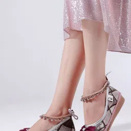 SIRDENILL Women Wedge Casual Shoes with Beaded Ankle Strap & Bow image 2