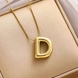 Estailo fashion Women Gold-Plated D Initial Alphabet Pendant With Chain-picture-43