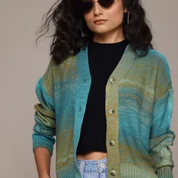 The Roadster Lifestyle Co. Abstract Drop-Shoulder Cardigan-picture-24