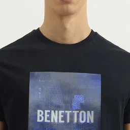 United Colors of Benetton Men Typography Printed Round Neck Pure Cotton T-Shirt image 3