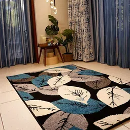 Sapana Carpet-Mats Black Floral Polypropylene Carpet image 1