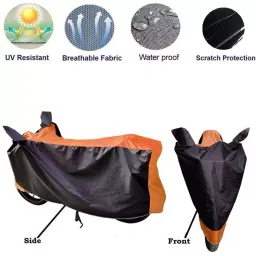 Auto Pearl Waterproof Two Wheeler Cover For Royal Enfield Himalayan (Orange & Blue) image 2