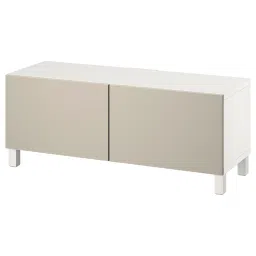 ikea bestå TV bench with doors, white Lappviken/Stubbarp/light grey/beige, 120x42x48 cm-picture-12