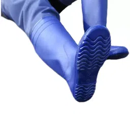 VALOROUS Long Gumboot Natural Pvc & Latex Navy Blue 33.46 inch (85 cm) Height & Size UK 8 image 2