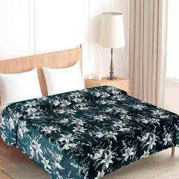 BLUEDOT Green & White Floral Fleece Heavy Winter 300 GSM Dohar-picture-14