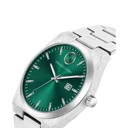SWADESI STUFF Men Dial & Stainless Steel Bracelet Style Straps Analogue Date Aperture Watch SDS 173 GREEN image 5