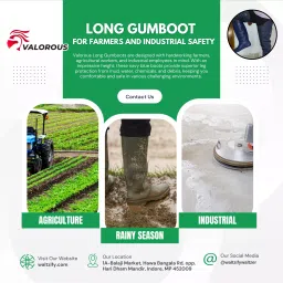 VALOROUS Long Gumboot Natural Pvc & Latex Navy Blue 33.46 inch (85 cm) Height & Size UK 8 image 5