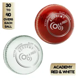 KARBD Cricket Leather Ball 4 Piece 30 to 40 Overs Pack of 2- Academy Red & White-picture-18