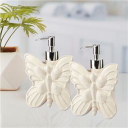 Kookee Ceramic Soap Dispenser handwash Pump for Bathroom, Set of 2, Cream (9575)-300 ml-picture-48