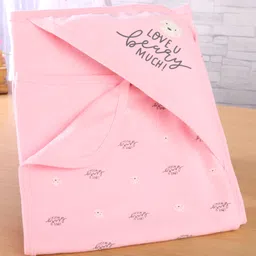 Simply Interlock Knit Hooded Towel With Text Print L 80 x B 80 cm - Pink-image-39