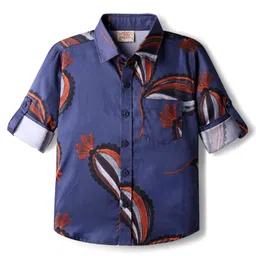 Rikidoos Full Sleeves Floral Printed Shirt - Navy Blue-picture-37
