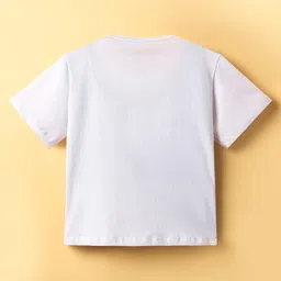 Little Kangaroos Cotton Knit Half Sleeves Top with Attached Jacket & Text Print - Purple image 2