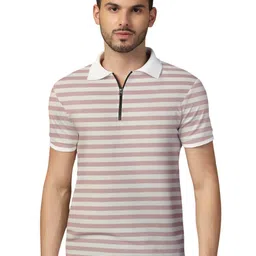 BEYOU FASHION Striped Short Sleeves Polo Collar Cotton T-shirt-picture-38