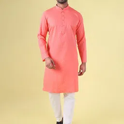 AURIK Men Solid Cotton Kurta with pyjama-picture-11