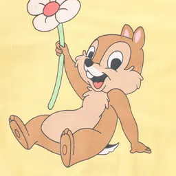 Babyhug Full Sleeves Knit Sweatshirt With 'Chip And Dale' Graphics & Balloon Sleeves - Yellow image 3