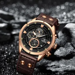Naviforce Men Brass Embellished Dial & Leather Straps Analogue Chronograph Watch NF8045 RGBD.BN-picture-11