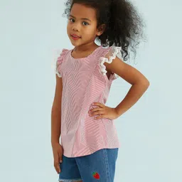 Kookie Kids Cap Sleeves Stripe Top - Pink image 4
