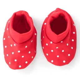 Doodle Poodle 100% Cotton Polka Dots & Puppy Print Cap Mittens & Booties Set of 2 Blue & Red - Diameter 18 cm image 4