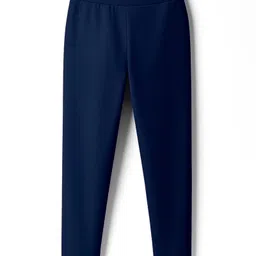 Pine Kids Cotton Lycra Knit Full Length Solid Leggings Pack of 2 - Navy Blue & Red image 4