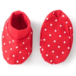 Doodle Poodle 100% Cotton Polka Dots & Puppy Print Cap Mittens & Booties Set of 2 Blue & Red - Diameter 18 cm image 5