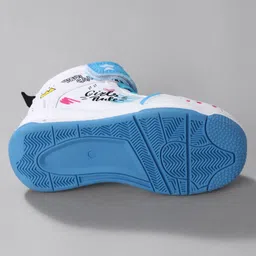 Cute Walk by Babyhug Sneaker Shoes with Velcro Closure Lace Detailing & Girls Rule Print - Blue image 5