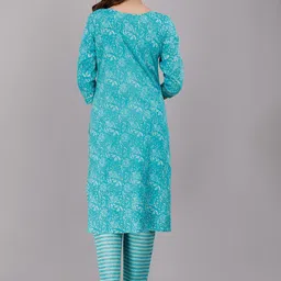 OH MI DIOS Women Floral Printed Cotton Kurta with Trousers & Dupatta image 3