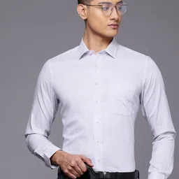 Louis Philippe Men Slim Fit Windowpane Checked Pure Cotton Formal Shirt-image-45