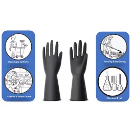 Satishve Latex Hand Gloves, Black L Size, ‎RHG-12 (Pack of 1 Pair) image 5