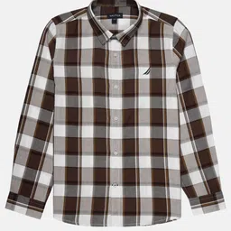 Nautica Boys Cotton Premium Checked Casual Regular Fit Shirt-image-84