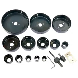 NITYA 16 pcs Hole Saw Drill Bits Kit Hardened Steel For Cutting Processing Wood, Plastic, Plasterboard Black image 3