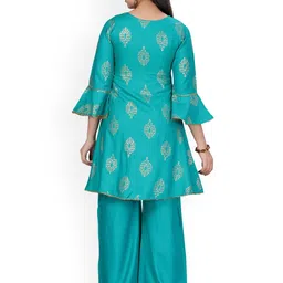 BAESD Girls Ethnic Motifs Printed Regular Pure Cotton Kurta with Palazzos image 4