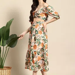 Mast & Harbour Floral Ruched & Smocked Co-Ord Set image 4