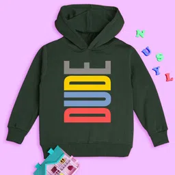 NUSYL Full Sleeves Dude Text Printed Sweatshirt - Green-image-96