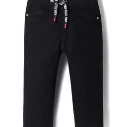 Babyhug Cotton Denim Full Length Washed Jeans With Stretch - Black-picture-26