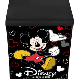 disney by kuber Fun Homes Disney Mickey Mouse Non Woven Fabric Foldable Storage Box with Lid -Black image 2