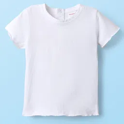 Babyhug Cotton Knit Half Sleeves Frock & Inner Tee with Floral Print & Frill Detailing - Dark Pink image 2