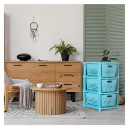 JD FRESH 3-Tier Modular Plastic Storage Cabinet Organize for Toy Organizer - BLUE image 2