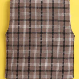 ministitch Ministich Cotton Woven Sleeveless Checked Waistcoat - Brown image 4
