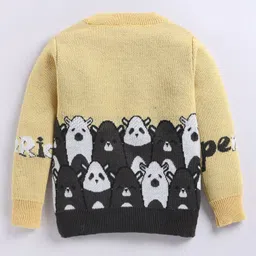TOONYPORT Woolen Woven Full Sleeves Bears Designed Sweater - Yellow image 4